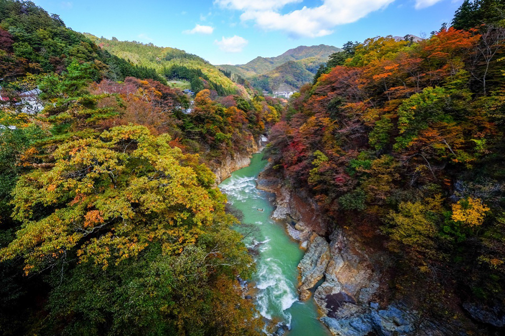 軽井沢エリアの紅葉の吾妻渓谷